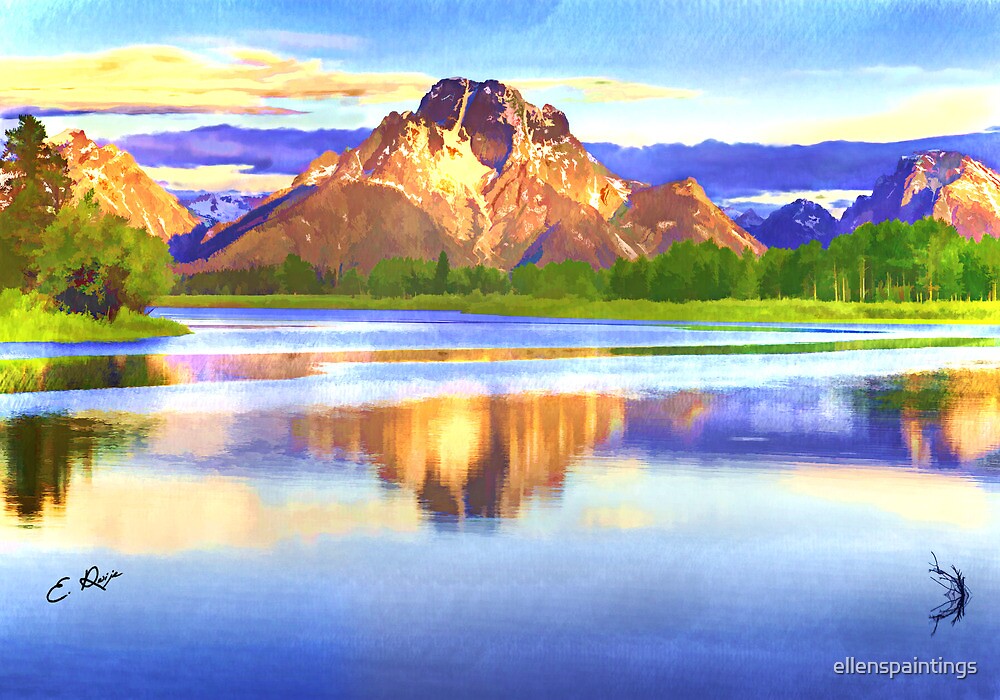 "Mountain-landscape Watercolor" by ellenspaintings | Redbubble