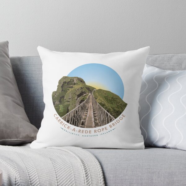 Carrick-a-Rede Rope Bridge, Ballintoy, Northern Ireland Throw Pillow
