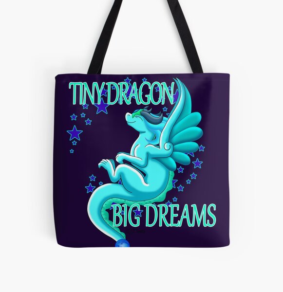 Tiny Dragon, Big Dreams All Over Print Tote Bag