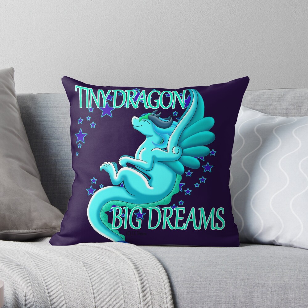 Tiny Dragon, Big Dreams Throw Pillow