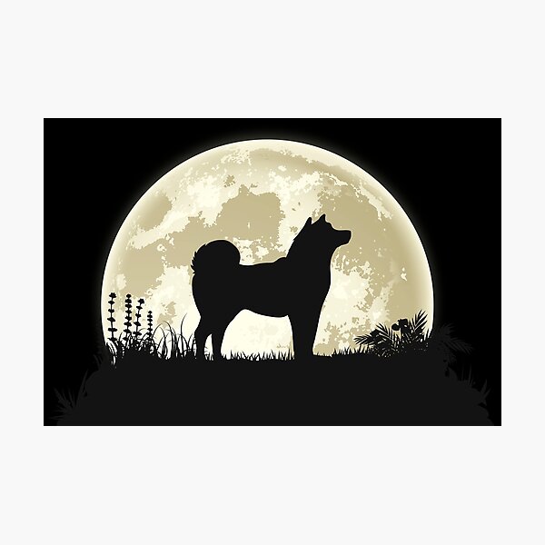 Item preview, Shiba inu silueta delante de la luna designed and sold by mivanjanko.