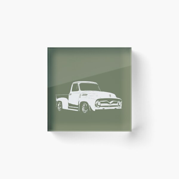 Artikelvorschau, 1955 Ford F-100 - stilisiertes Weiß auf dunklem Hintergrund entworfen und verkauft von mal-photography.