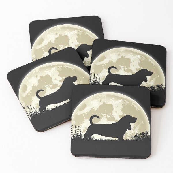 Item preview, Basset hound Silhouette in Front of Moon designed and sold by mivanjanko.