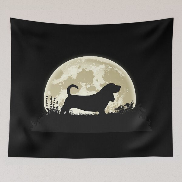 Item preview, Basset hound Silhouette in Front of Moon designed and sold by mivanjanko.