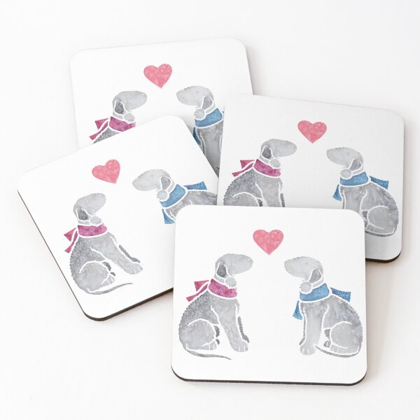Item preview, Watercolour Bedlington Terrier pair designed and sold by animalartbyjess.