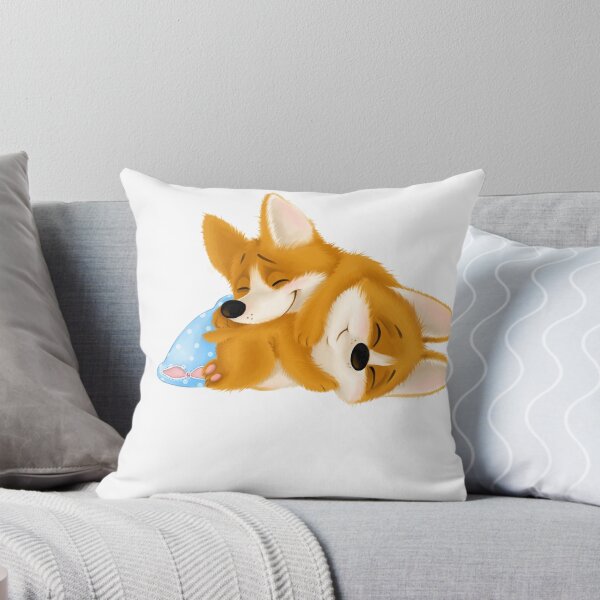 Item preview, Cute sleeping corgi puppy couple. Funny cartoon dogs with pillow for kids and babies. designed and sold by IamCorgeous.