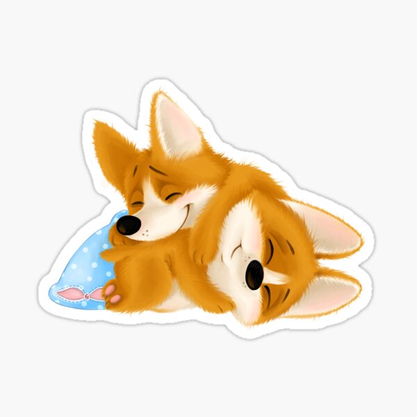 Item preview, Cute sleeping corgi puppy couple. Funny cartoon dogs with pillow for kids and babies. designed and sold by IamCorgeous.