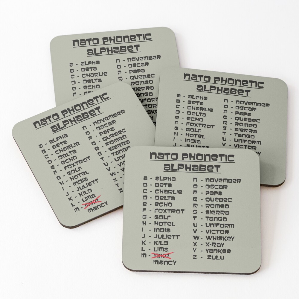 Archer Nato Phonetic Alphabet Mancy Coasters Set Of 4 By Catastrocheese Redbubble