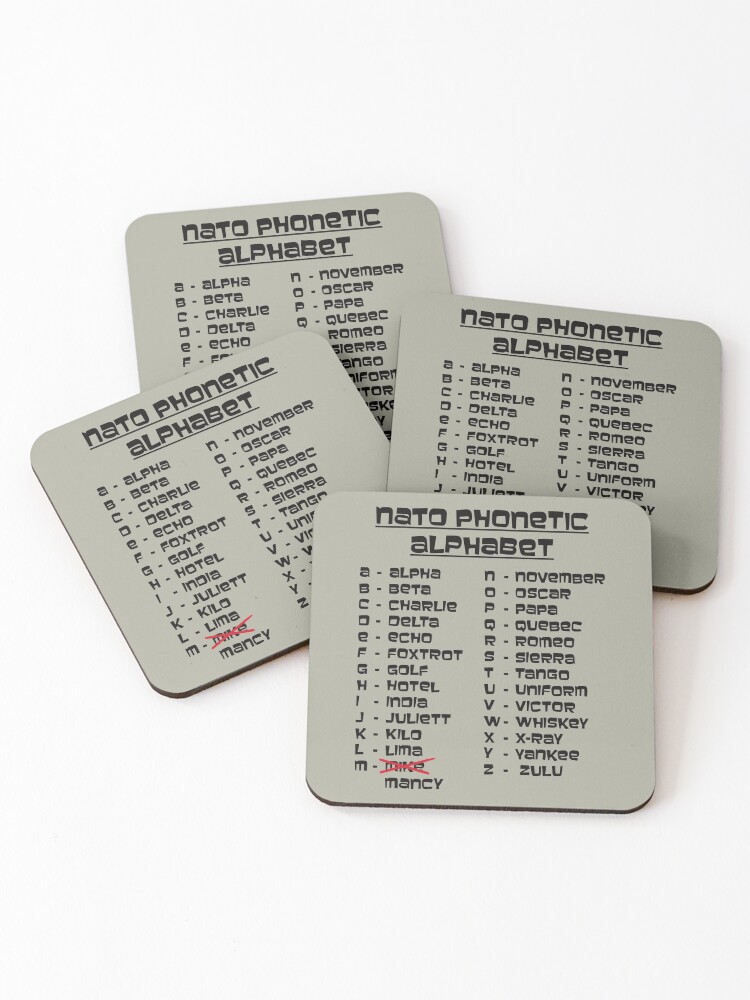 Archer Nato Phonetic Alphabet Mancy Coasters Set Of 4 By Catastrocheese Redbubble