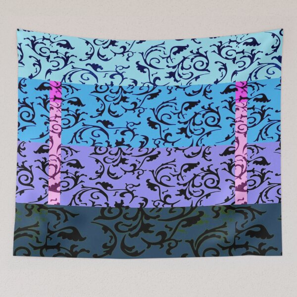 Item preview, ARABIATA 23 black blue patterns Morocco Essaouira flowers leaves design arabesques scrolls decor designed and sold by dragonemma.