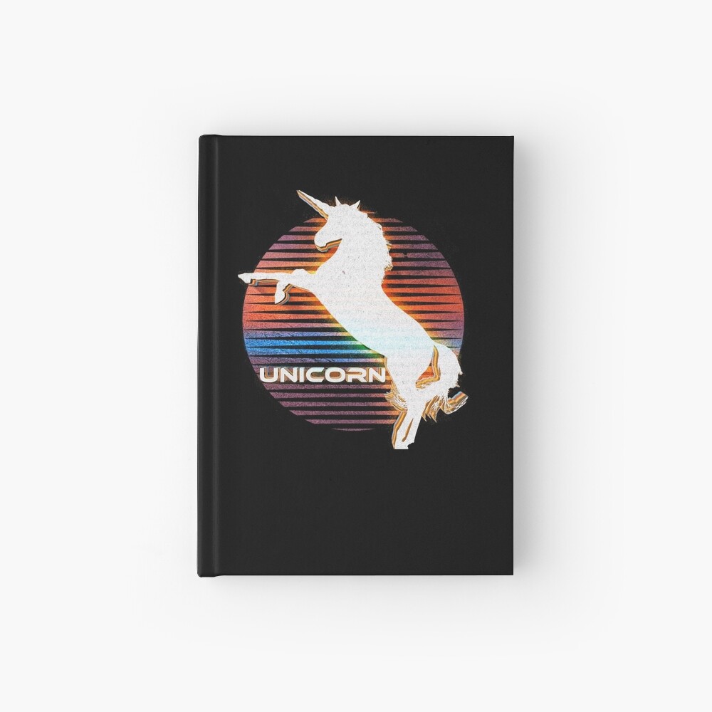 Unicorn Black Grey White Retro Galaxy Unicorn Graphic Logo Hardcover Journal
