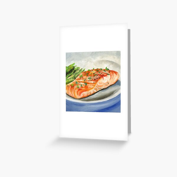 Item preview, Salmon with Asparagus designed and sold by Persis Johnson.