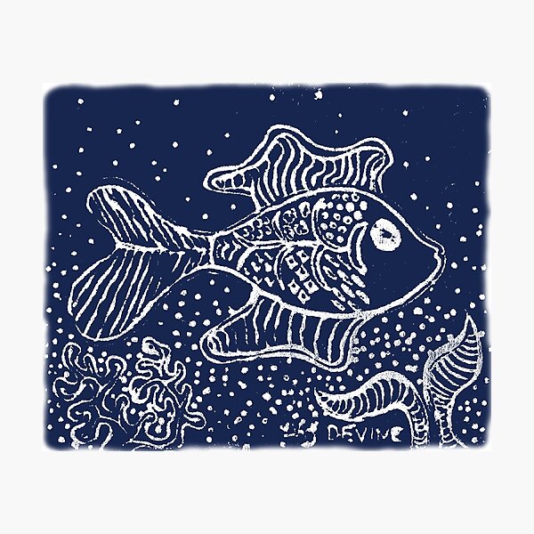 Artikelvorschau, Fantasievoller blauer Fisch im Ozean entworfen und verkauft von Devine-Studios.