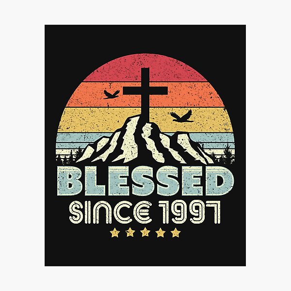 Item preview, Blessed Since 1997 Print. Vintage, Christian Birthday Gift Graphic designed and sold by PackAPunch.