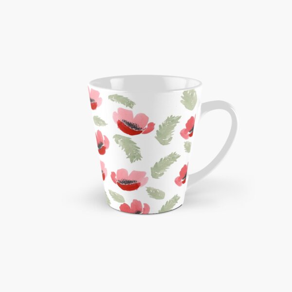 Red Poppy Watercolor painting pattern Tall Mug