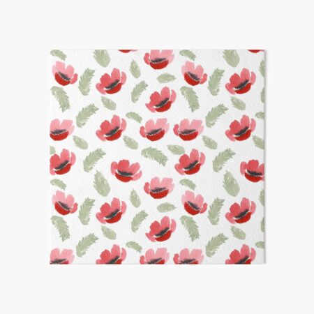 Red Poppy Watercolor painting pattern Art Board Print