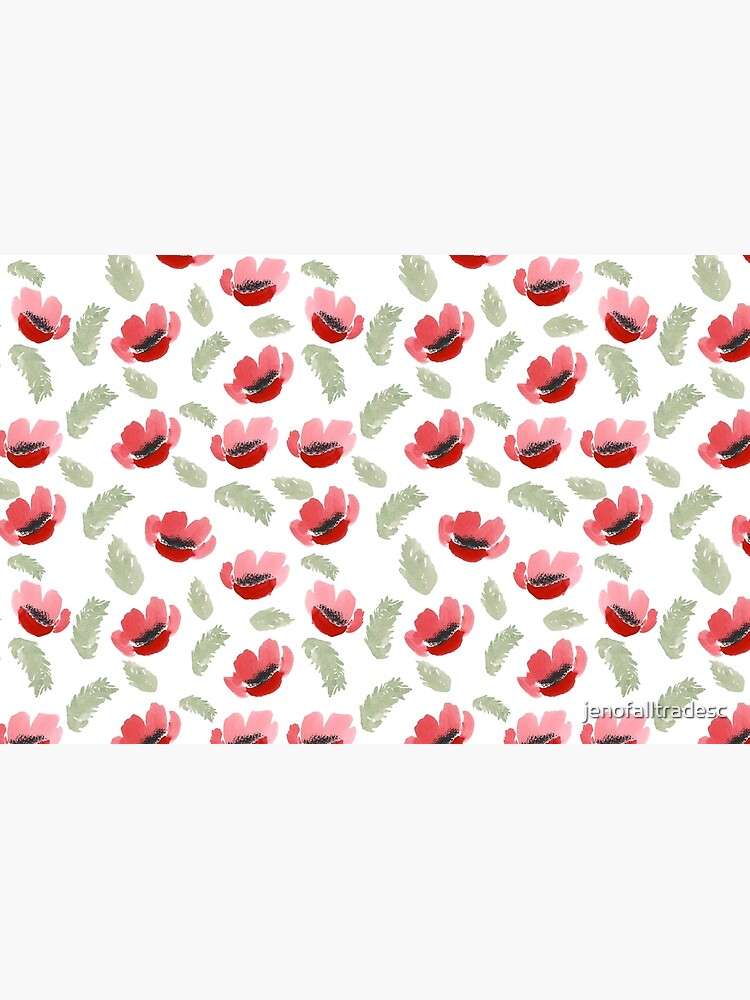 Red Poppy Watercolor painting pattern by jenofalltradesc