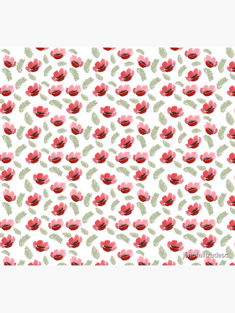 Red Poppy Watercolor painting pattern by jenofalltradesc