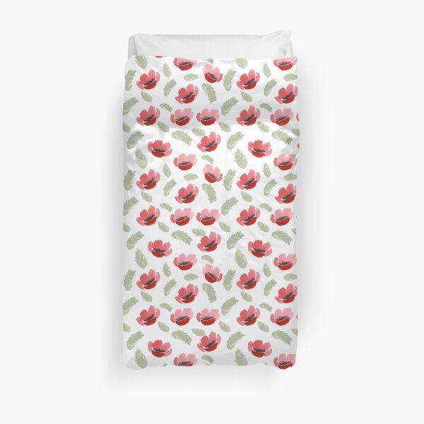Red Poppy Watercolor painting pattern Duvet Cover