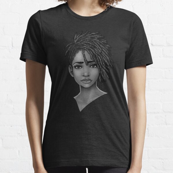 Loc Style | Beautiful Black Woman Portrait Art Essential T-Shirt