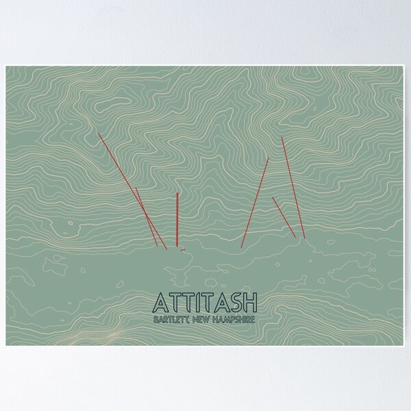Item preview, Attitash Contour Topography Map designed and sold by ChasingGnarnia.