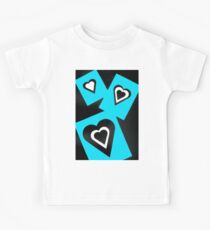 Hearts in Black Turquoise and White No Text Kids Tee