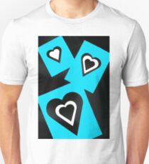 Hearts in Black Turquoise and White No Text Unisex T-Shirt