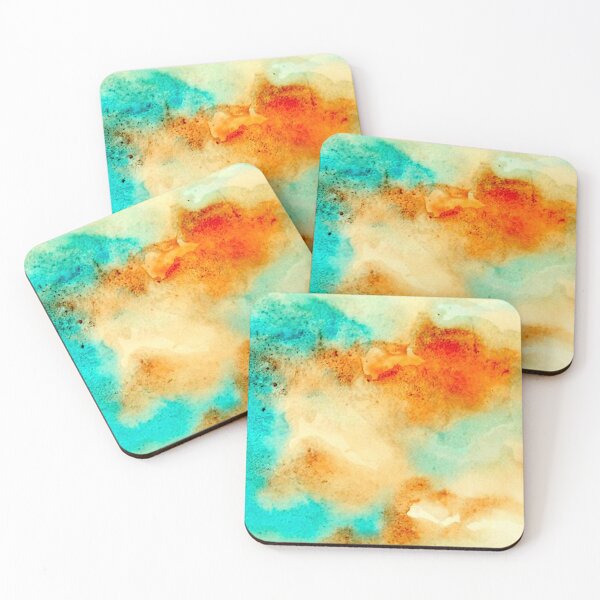 Item preview, Abstract Green Orange Watercolor Artwork designed and sold by centaurdesigns.