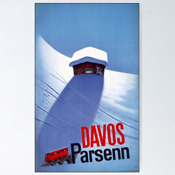 Item preview, Davos Parsenn vintage travel poster designed and sold by stickart-marek.
