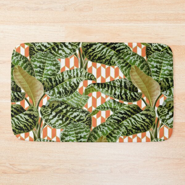 Item preview, Tropical Palm Leaves Checker Parallelogram Pattern - White Coral Gold designed and sold by WickedRefined - Nicole Demereckis.