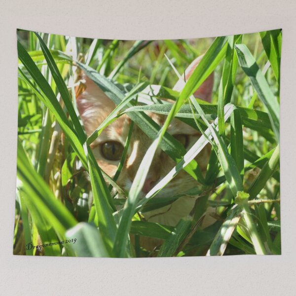 Item preview, COMMANDO orange red cat green grass nature garden animal feline leaf designed and sold by dragonemma.