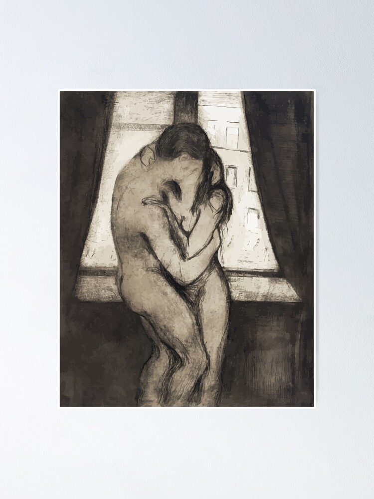 Thumbnail 1 of 3, Poster, The Kiss (1895) by Edvard Munch designed and sold by digitalvintage.