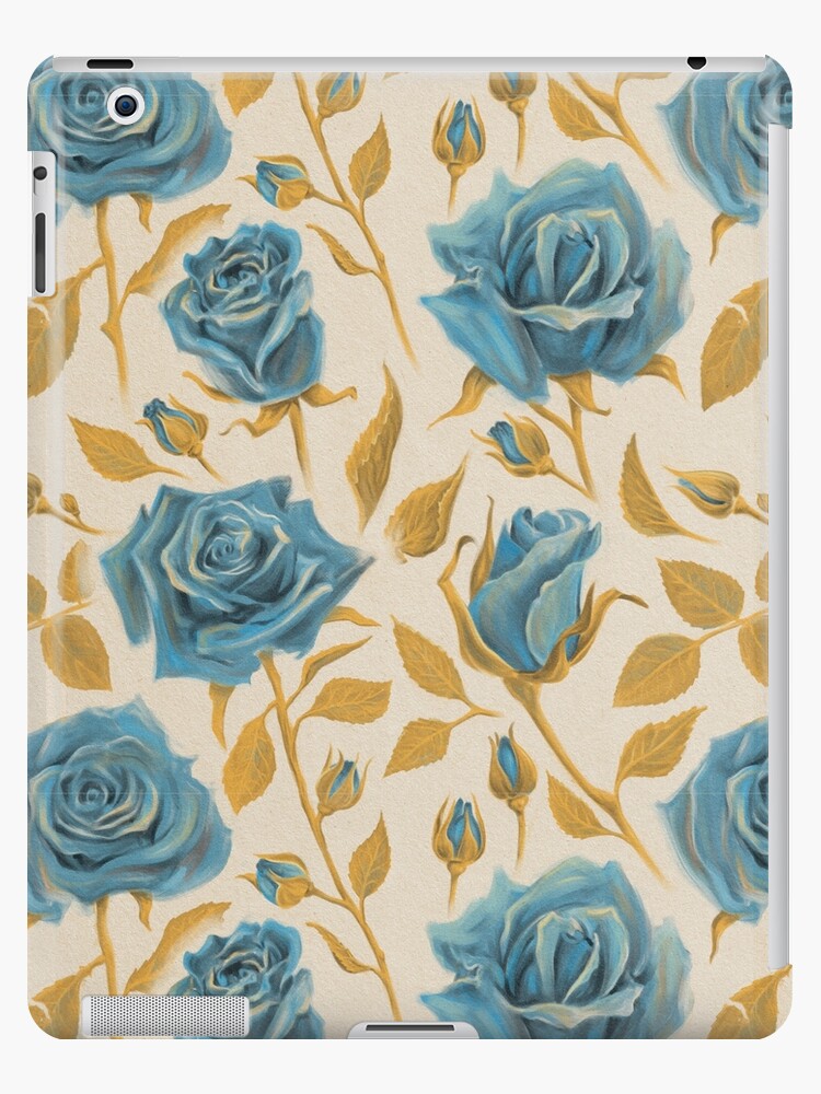 Funda y vinilo para iPad «Rosas azules, hojas amarillas» de sentienta |  Redbubble