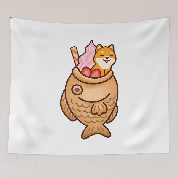 Item preview, Japanese Taiyaki Fish Cake & Ice Cream Kawaii Shiba Inu Dog designed and sold by Maria Garcia.
