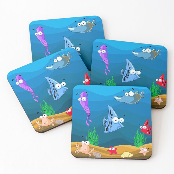 Item preview, Tropical Undersea Cartoon Fish Crab Shell Squid designed and sold by ultimatedigital.