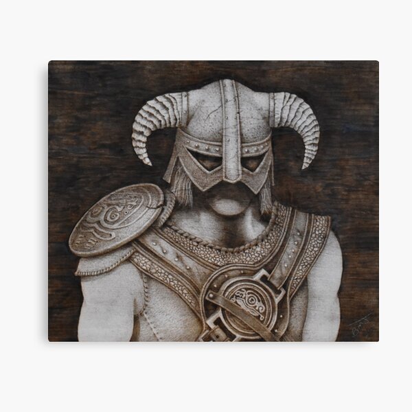 Dragonborn pyrography artwork Canvas Print