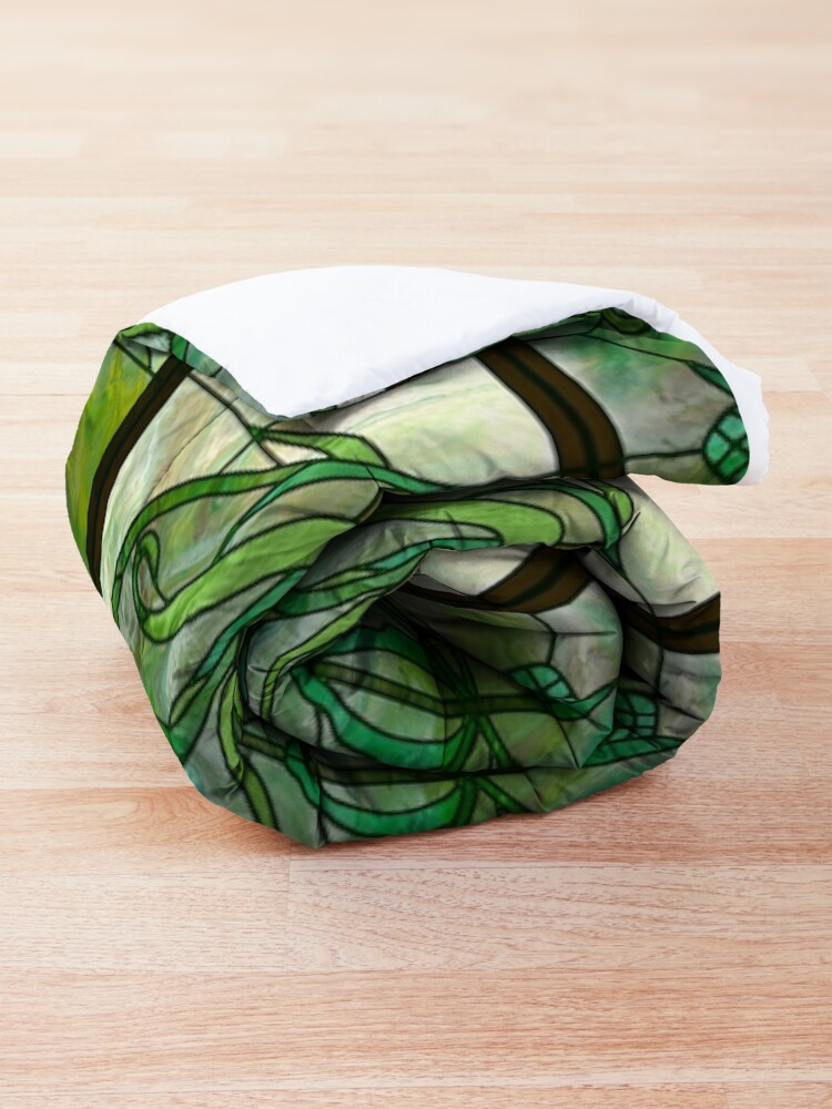 Alternate view of Glass Leaves II: fluid digital art Comforter