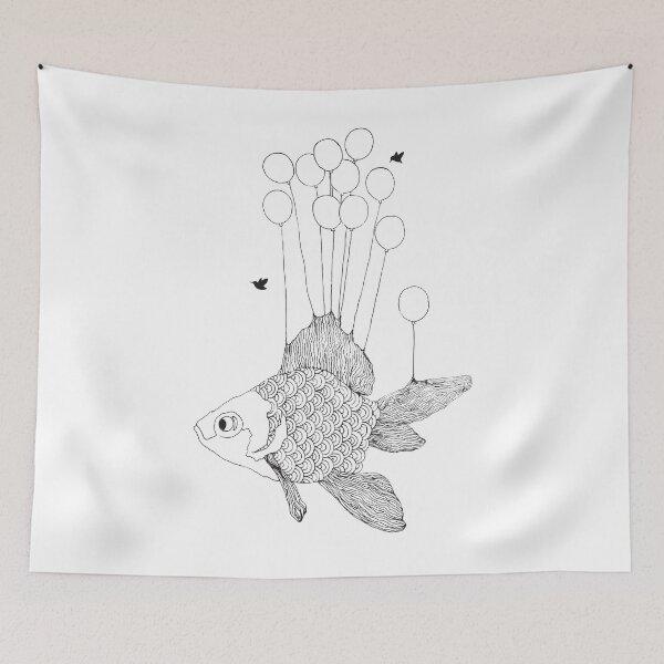 Item preview, Flying Fish (Black Print) designed and sold by Mathildashop.
