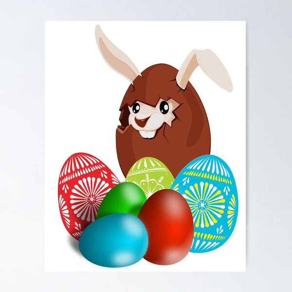 Item preview, Bunny with Colorful Easter Eggs designed and sold by TigsArts.