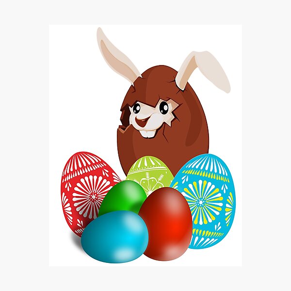 Item preview, Bunny with Colorful Easter Eggs designed and sold by TigsArts.