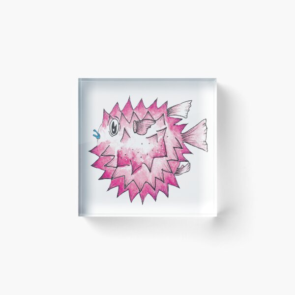 Item preview, Neon Pink Pufferfish designed and sold by VancheffyArt.