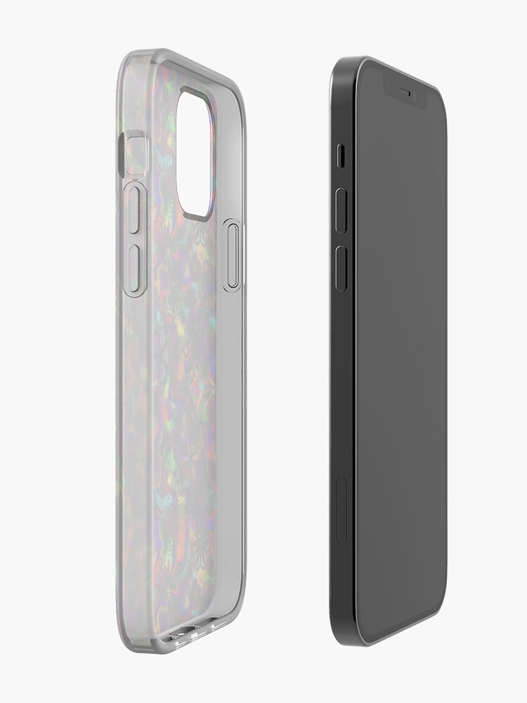 Alternate view of Flight Over Flowers of Fantasy - Black on Rainbow iPhone Case & Cover