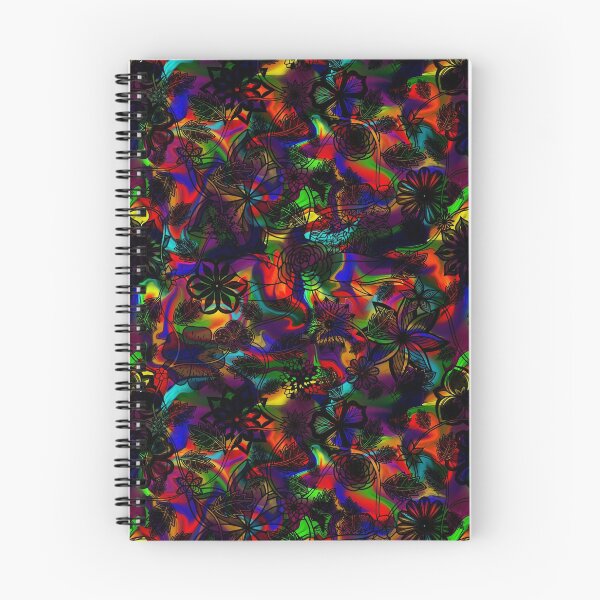 Item preview, Flight Over Flowers of Fantasy - Black on Rainbow designed and sold by StephOBrien.