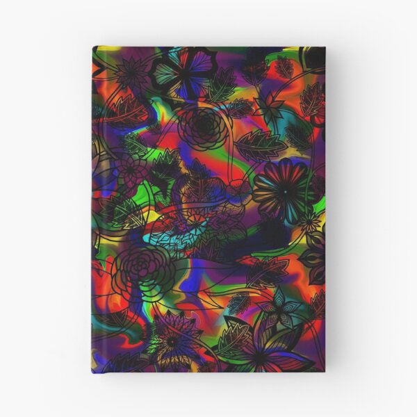 Item preview, Flight Over Flowers of Fantasy - Black on Rainbow designed and sold by StephOBrien.
