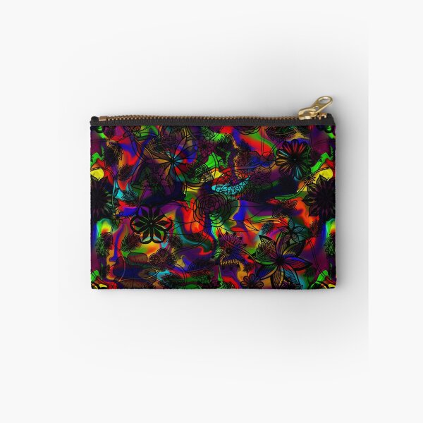 Item preview, Vuelo sobre flores de fantasía - Black on Rainbow designed and sold by StephOBrien.