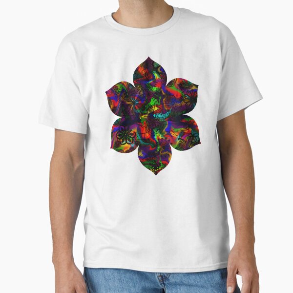 Item preview, Flight Over Flowers of Fantasy - Black on Rainbow designed and sold by StephOBrien.