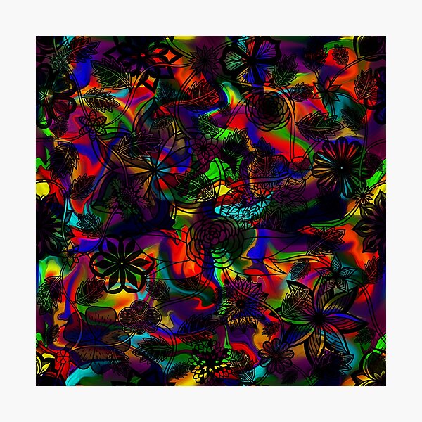Artikelvorschau, Flug über Blumen der Fantasie - Schwarz auf Regenbogen entworfen und verkauft von StephOBrien.