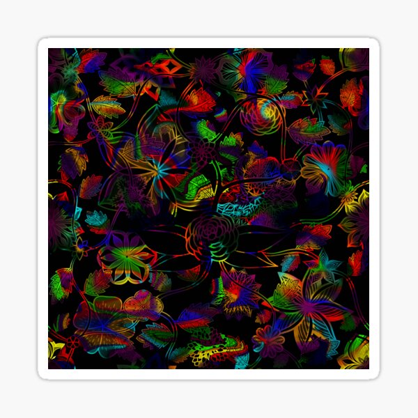 Item preview, Flight Over Flowers of Fantasy - Rainbow on Black designed and sold by StephOBrien.
