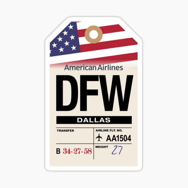 Dallas-Fort Worth (DFW) Airline Luggage Tag Sticker