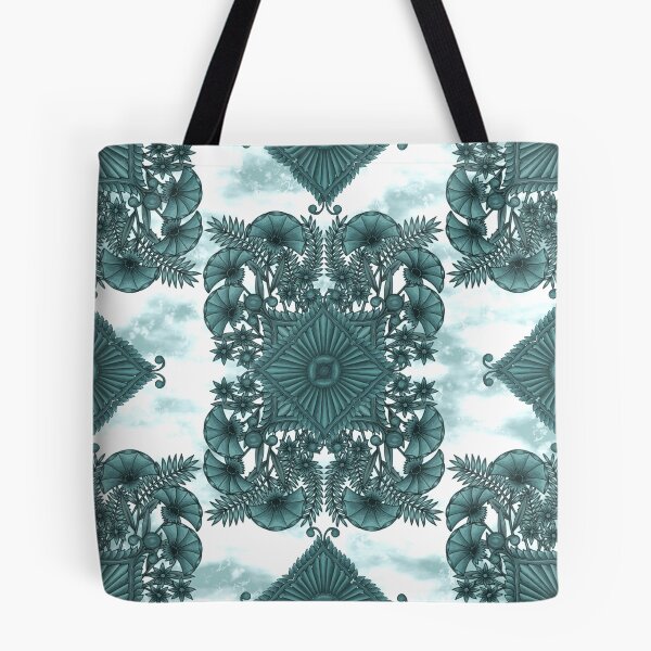 Item preview, Fantasy Flower Garden #3 - Single Motif - In Smoky Teal Blue designed and sold by CLAldridgeArt.